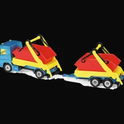 Ciężarówka z pojemnikiem i przyczepą