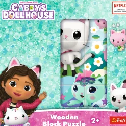 Drewniane klocki puzzle, Koci Domek Gabby