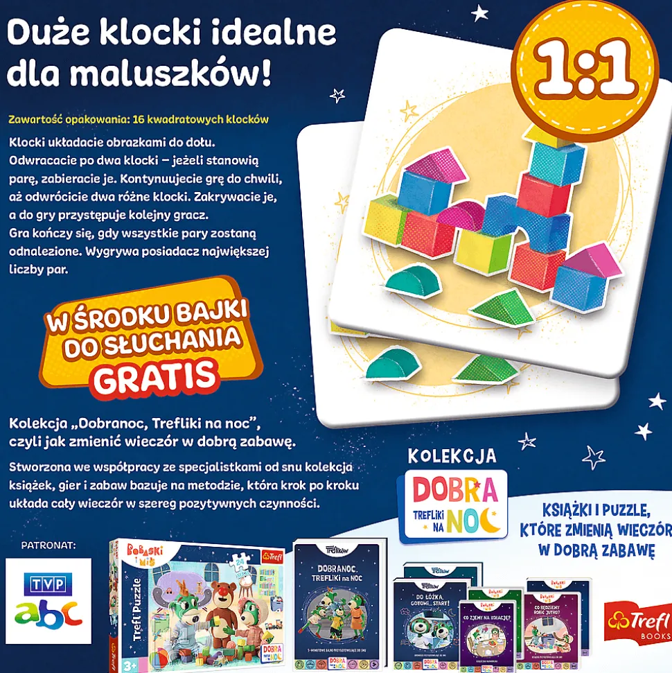 Gra dla dzieci Mój pierwszy Memos Dobranoc, Trefliki na noc