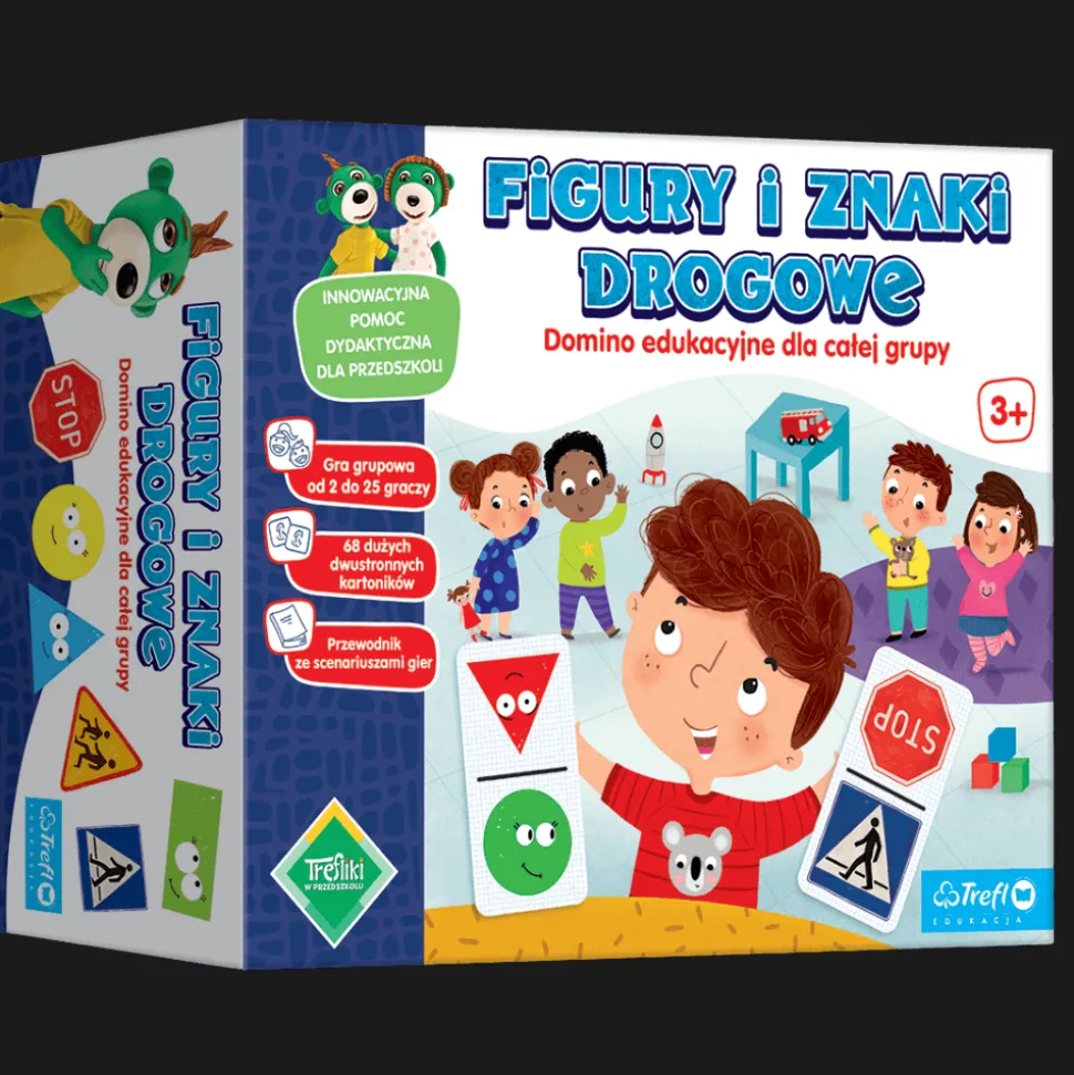 Gra edukacyjna dla grupy Domino figury i znaki drogowe, Rodzina Treflików