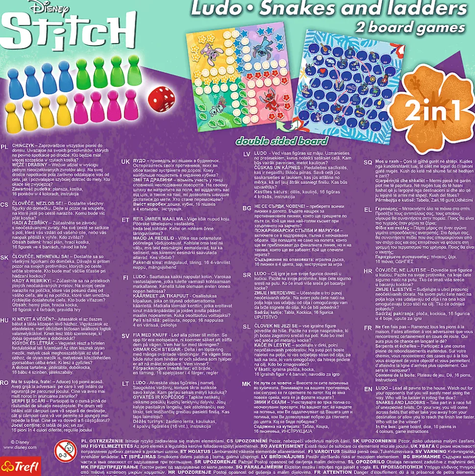 Gra klasyczna Lilo & Stitch, 2w1 Chińczyk / Węże i drabiny