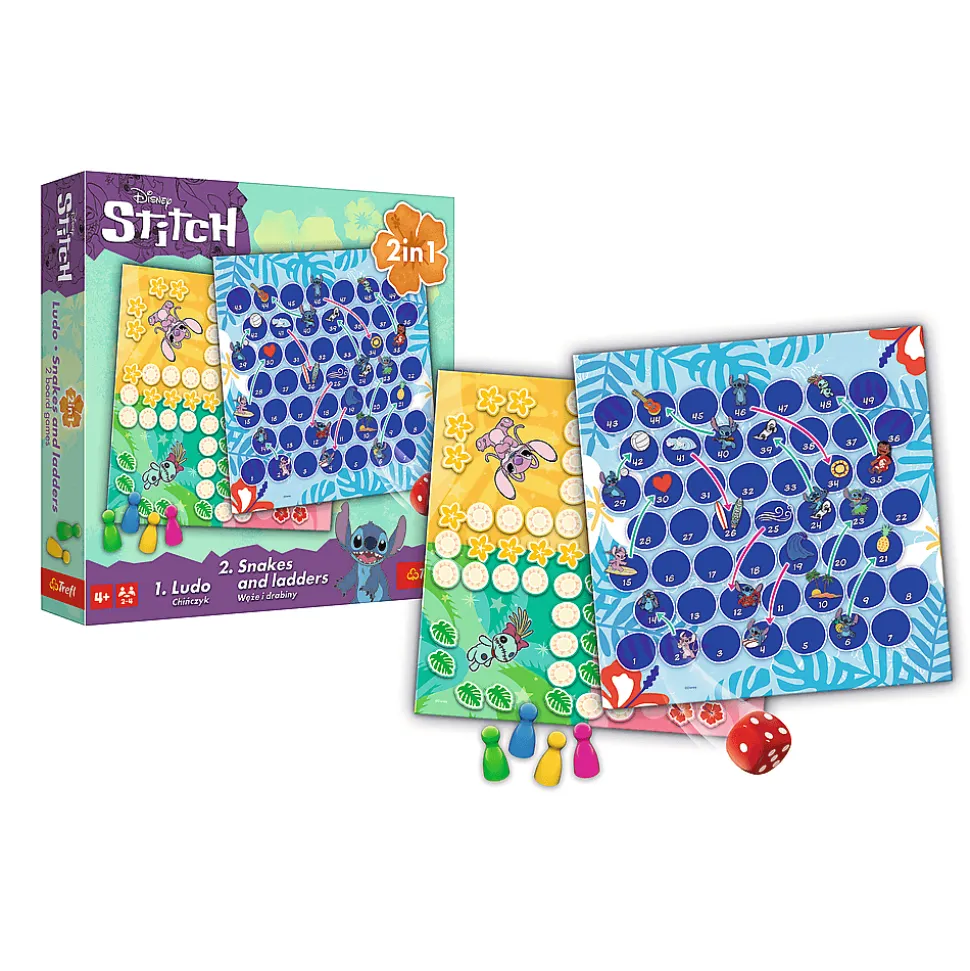 Gra klasyczna Lilo & Stitch, 2w1 Chińczyk / Węże i drabiny