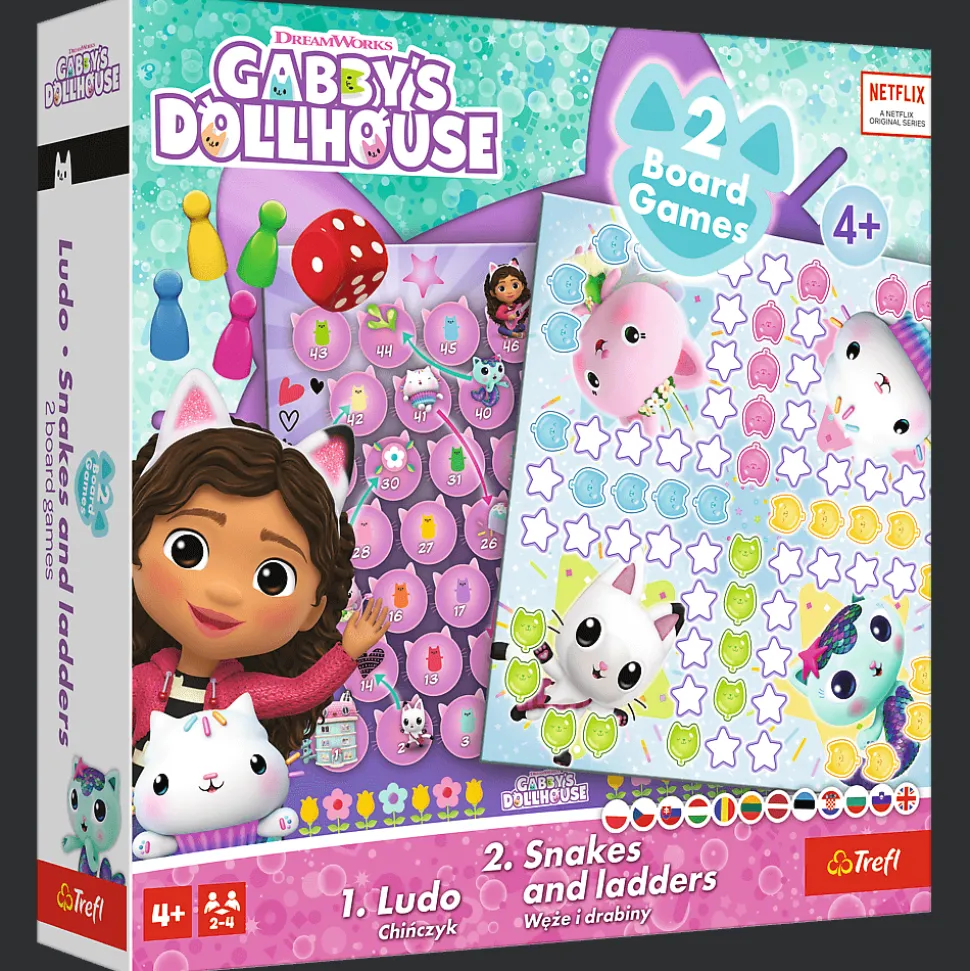 Gra klasyczna 2w1 Chińczyk, Węże i drabiny Koci Domek Gabi