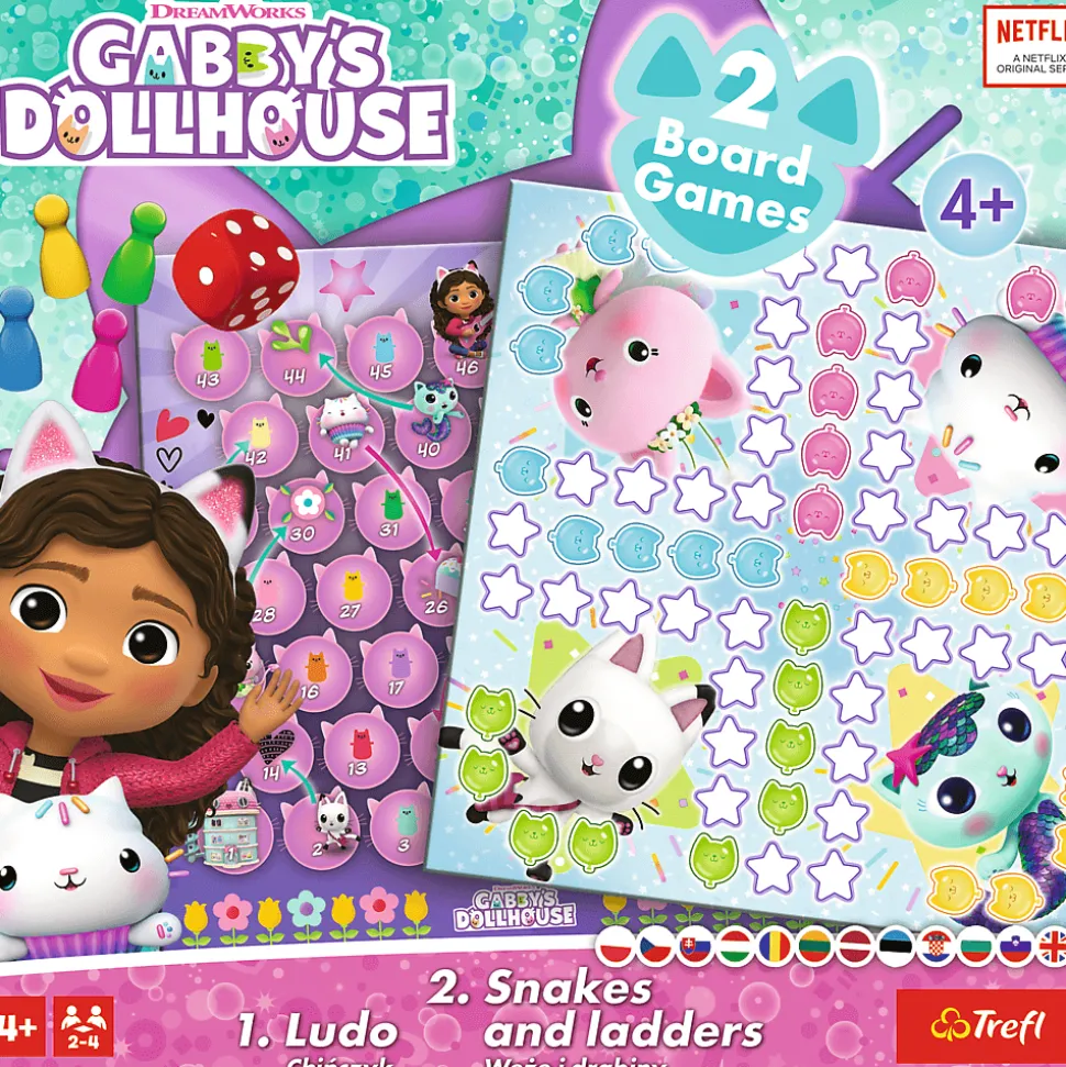 Gra klasyczna 2w1 Chińczyk, Węże i drabiny Koci Domek Gabi