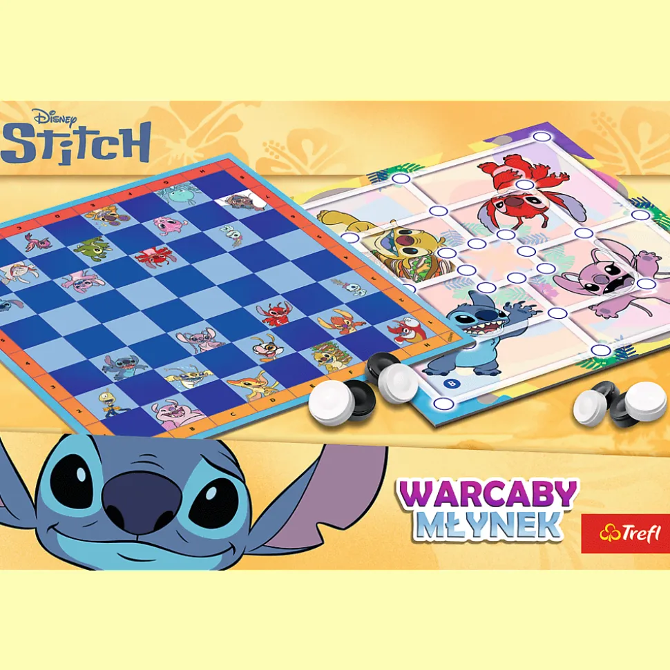 Gra planszowa Warcaby i Młynek, Lilo & Stitch