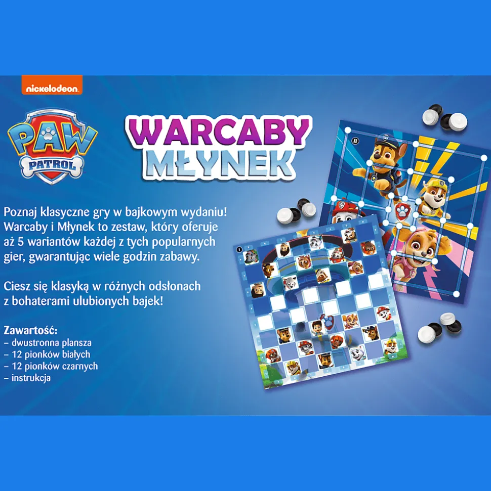 Gra planszowa Warcaby i Młynek, Paw Patrol