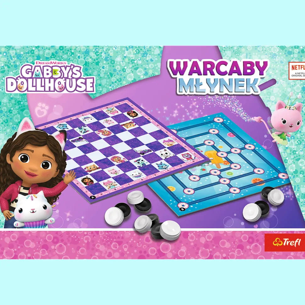Gra planszowa Warcaby i Młynek, Gabby's Dollhouse
