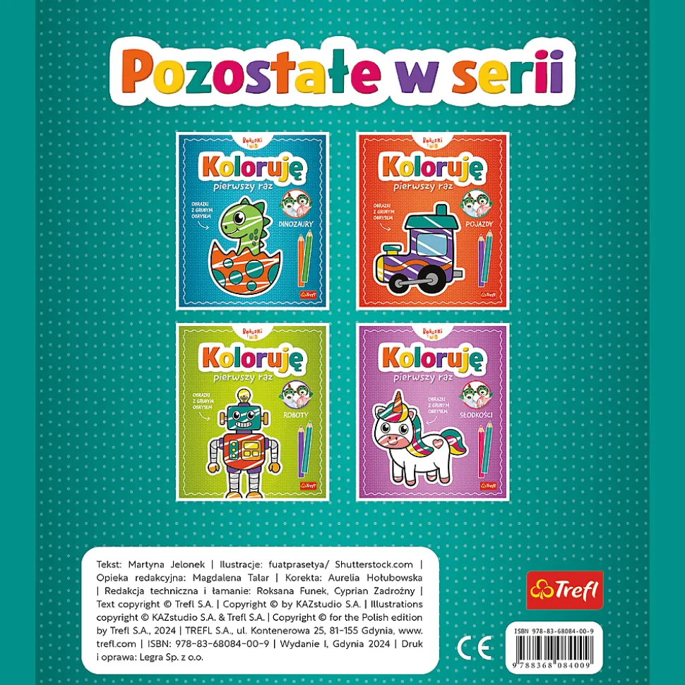 Książka aktywizująca Bobaski i Miś, Koloruję pierwszy raz. Zwierzęta