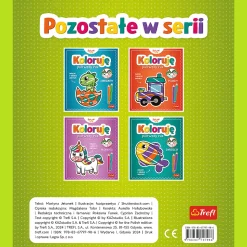 Książka aktywizująca Bobaski i Miś, Koloruję pierwszy raz. Roboty