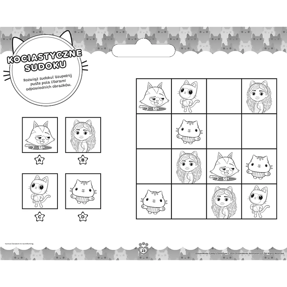 Książka aktywizująca Koci Domek Gabi. Naklejkowy notes z zadaniami