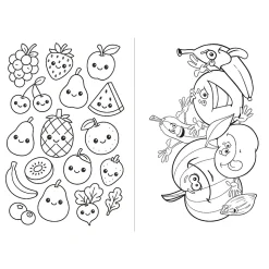 Książka aktywizująca Owoce i warzywa, kolorowanka