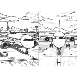 Książka aktywizująca Pociągi i samoloty, kolorowanka