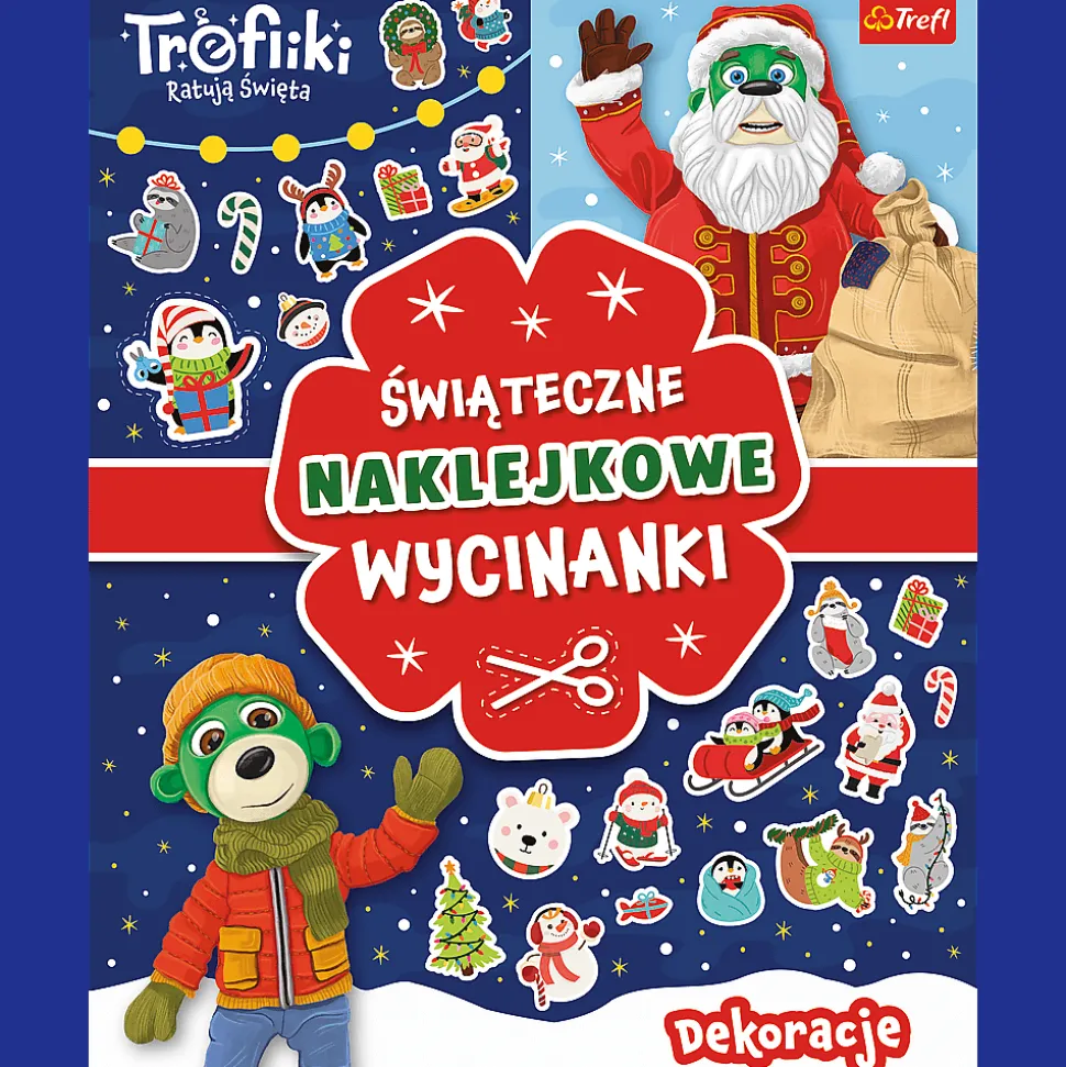 Książka aktywizująca Rodzina Treflików: Trefliki Ratują Święta. Wycinanki naklejkowe. Dekoracje