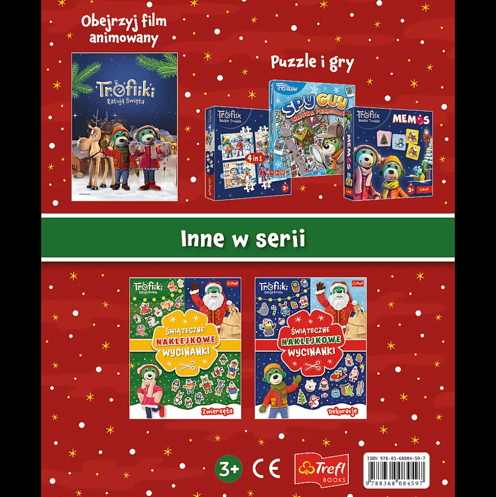 Książka aktywizująca Rodzina Treflików: Trefliki Ratują Święta. Wycinanki naklejkowe. Etykiety