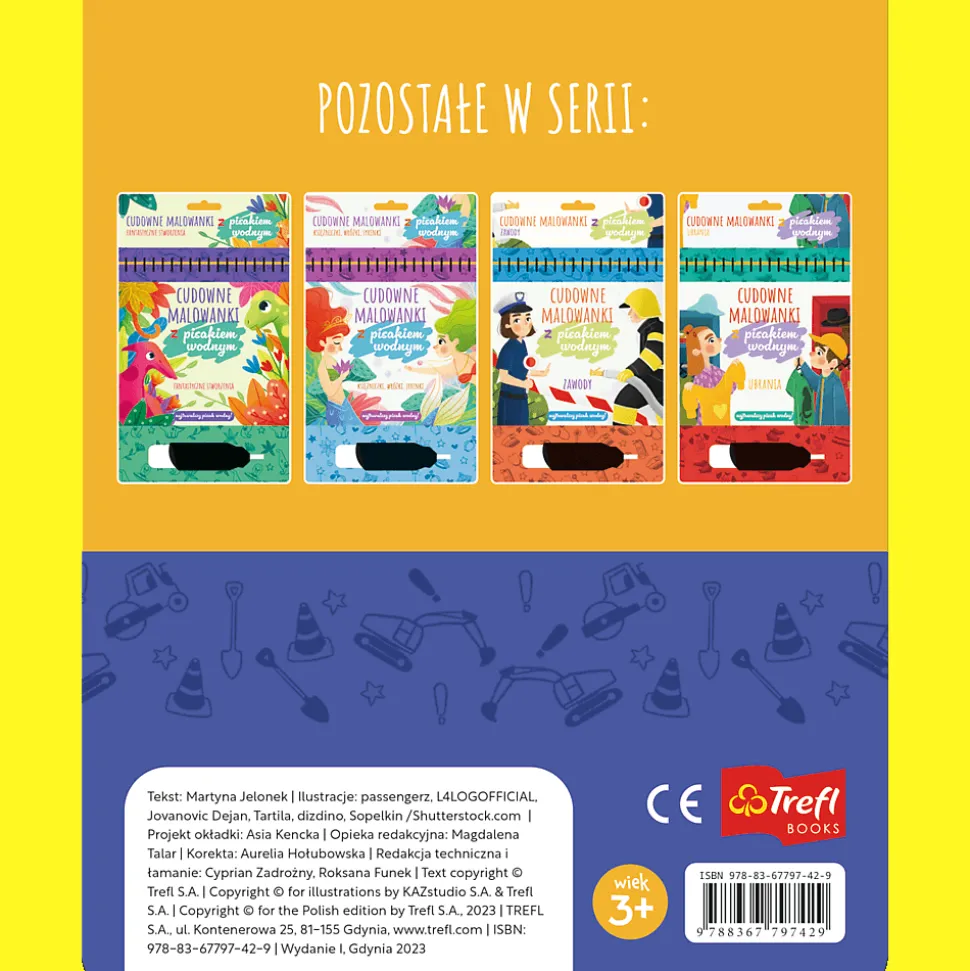 Książka aktywizująca Trefliki na budowie. Cudowne malowanki z pisakiem wodnym