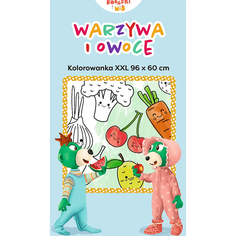Książka aktywizująca Warzywa i owoce. Kolorowanka XXL. Bobaski i Miś