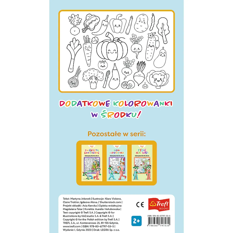 Książka aktywizująca Warzywa i owoce. Kolorowanka XXL. Bobaski i Miś