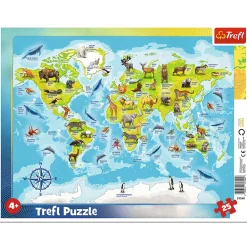 Mapa świata ze zwierzętami