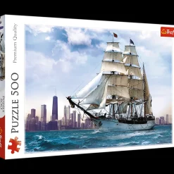 Puzzle 500 el. Żaglowiec na tle Chicago