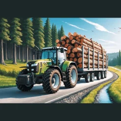 Puzzle 100 el. Ciągnik leśny