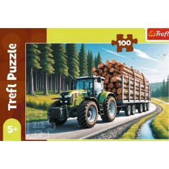 Puzzle 100 el. Ciągnik leśny