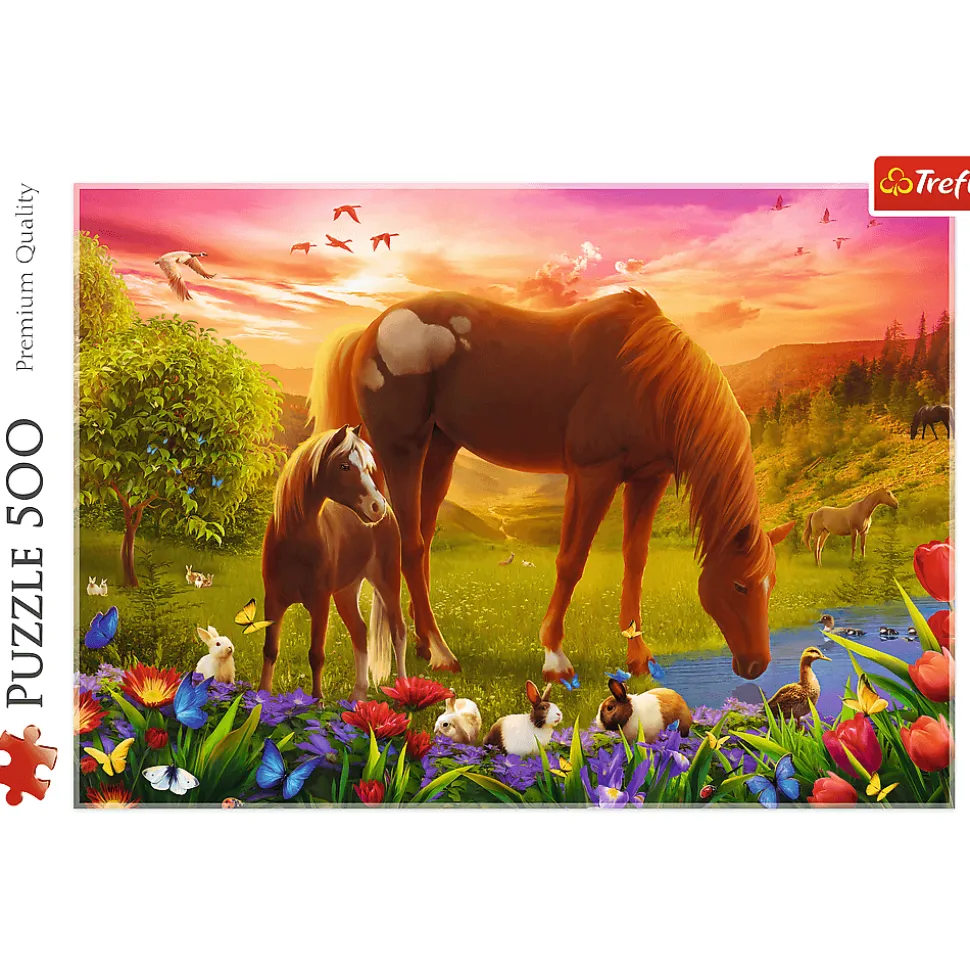 Puzzle 500 el. Konie na łące