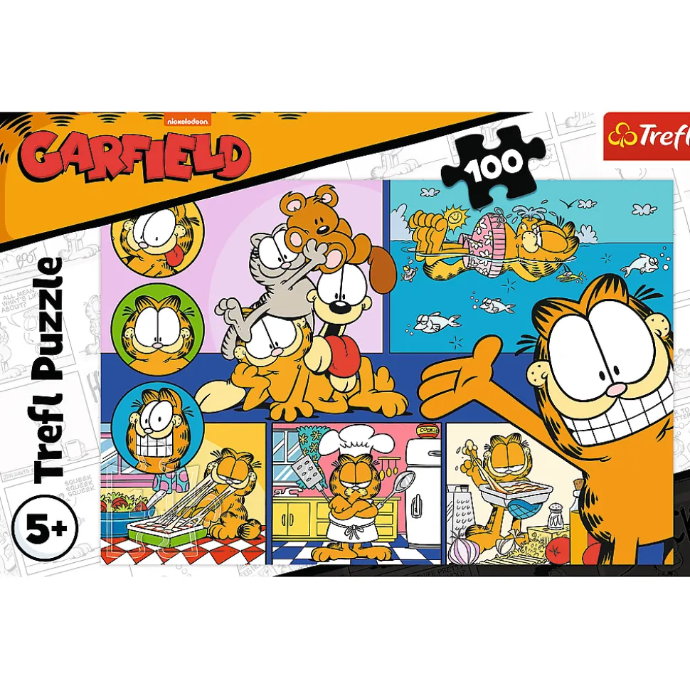 Puzzle 100 el.- Leniwy Garfield
