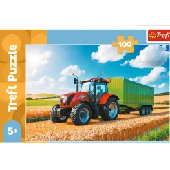 Puzzle 100 el. Maszyny rolinicze - traktor z przyczepą