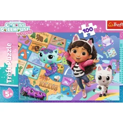 Puzzle 100 el. Przyjaźń w kocim domku, Koci Domek Gabi