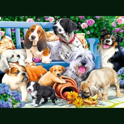 Puzzle 1000 el. Psy w ogrodzie
