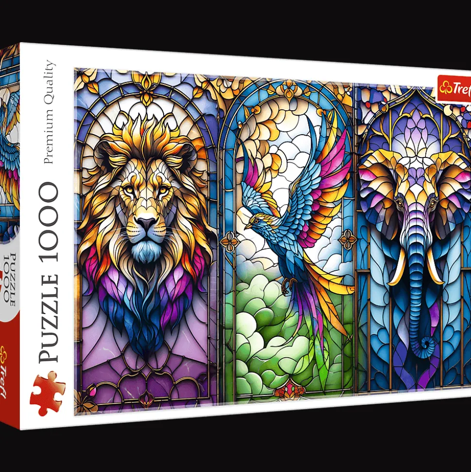 Puzzle 1000 el. Witraż, Zwierzęta