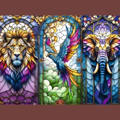 Puzzle 1000 el. Witraż, Zwierzęta