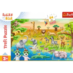 Puzzle 24 maxi Bobaski i Miś, Safari - Bobaski