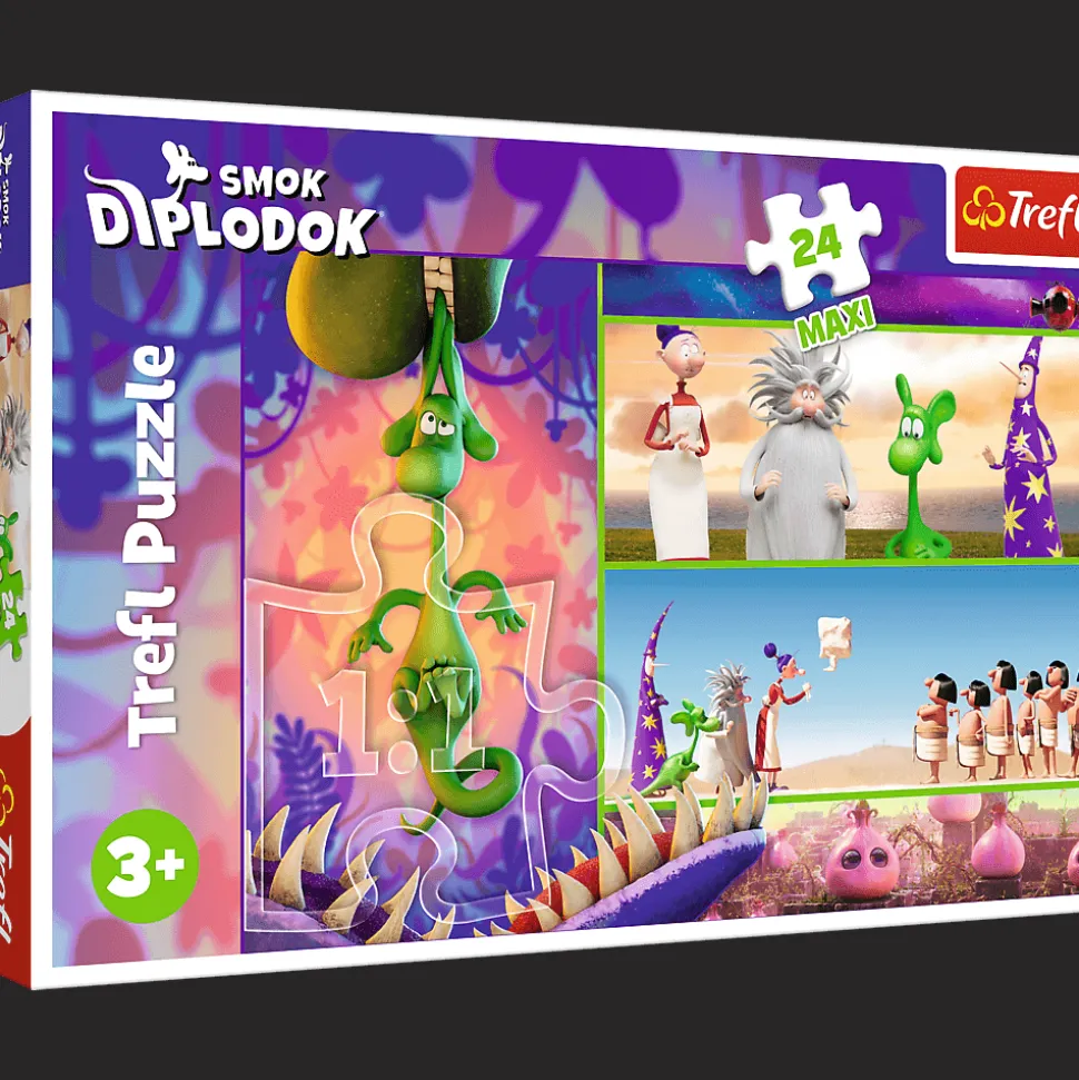 Puzzle 24 maxi Smok Diplodok, Ciekawski Smok Diplodok