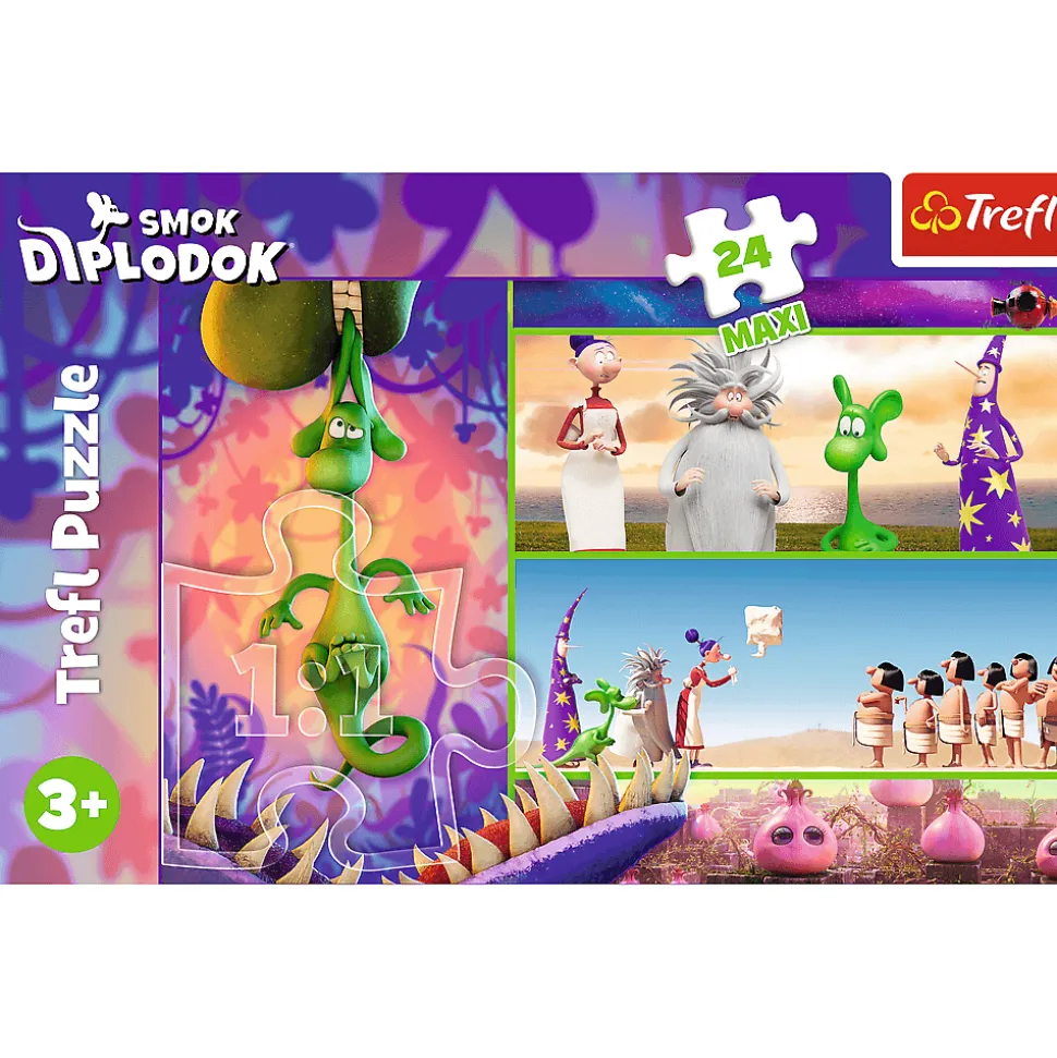 Puzzle 24 maxi Smok Diplodok, Ciekawski Smok Diplodok
