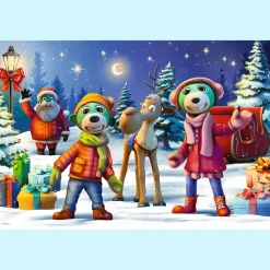 Puzzle 24 maxi Trefliki Ratują Święta, Trefliki lepią bałwana