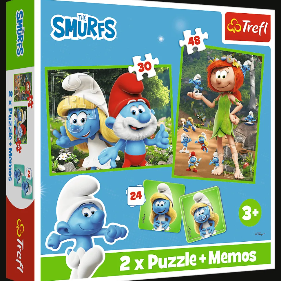 Puzzle + Memos 2w1 Smerfy, Wesołe Zabawy Smerfów