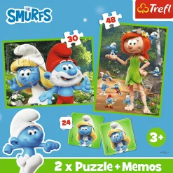 Puzzle + Memos 2w1 Smerfy, Wesołe Zabawy Smerfów