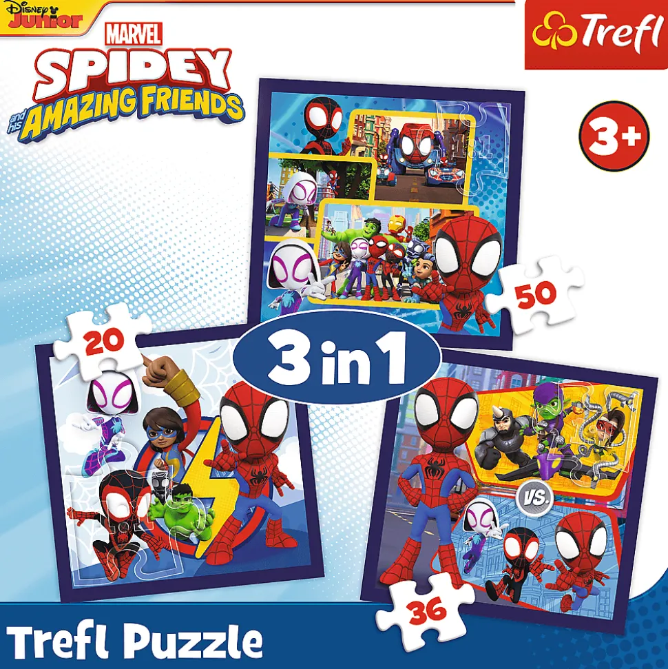 Puzzle 3 w 1 Spidey, Przygody Spidey?a i przyjaciół