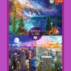 Puzzle 2 x 500 el. Wycieczka po Ameryce