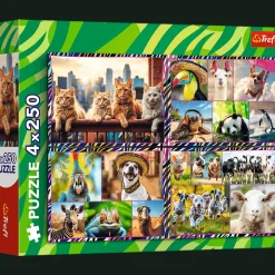 Puzzle 4 x 250 el. Zabawne zwierzaki