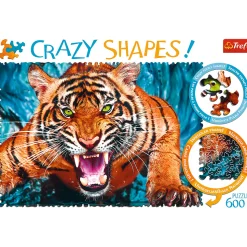 Puzzle Crazy Shapes 600 el. Oko w oko z tygrysem