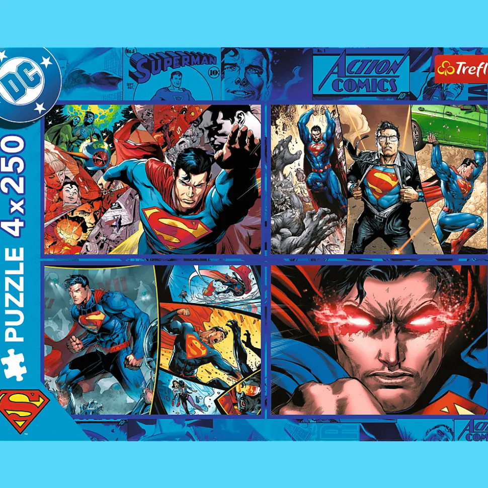 Puzzle DC 4 x 250 el. Odwaga Supermana