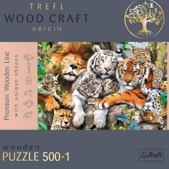 Puzzle drewniane 501 el. Dzikie koty w dżungli