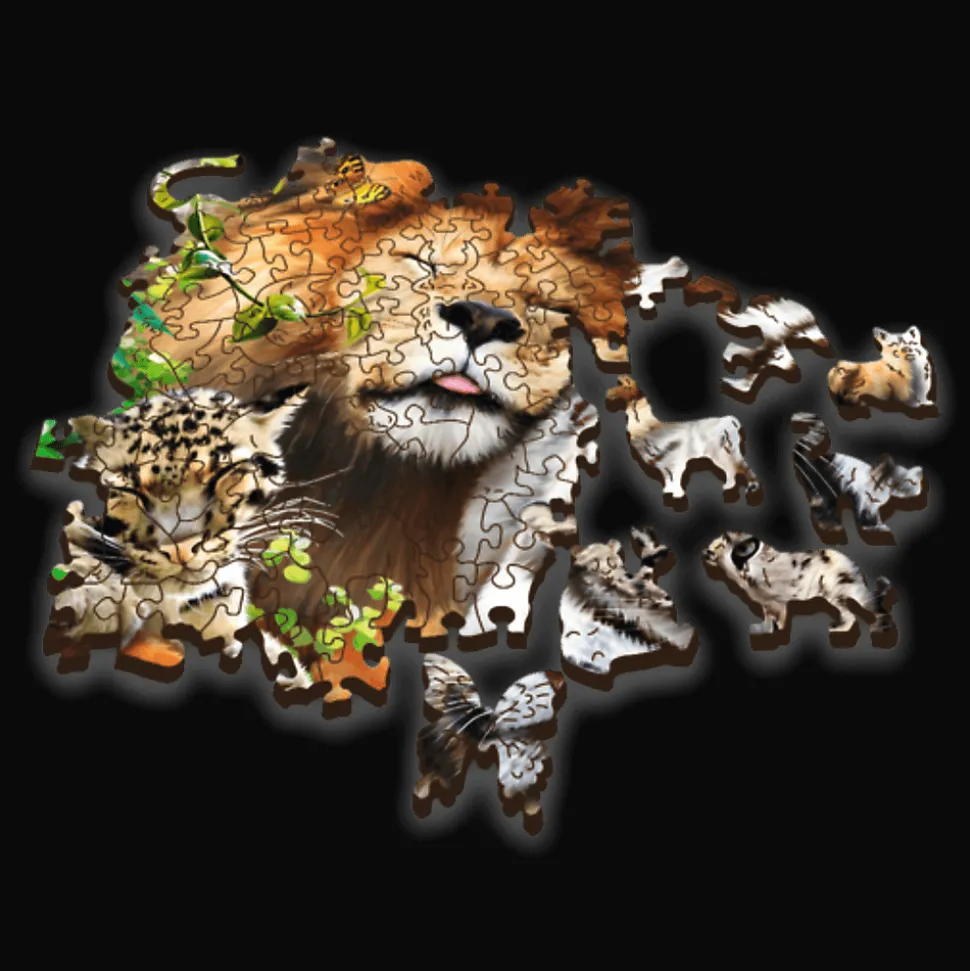 Puzzle drewniane 501 el. Dzikie koty w dżungli