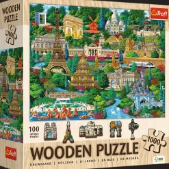 Puzzle drewniane 1000 el. Francja, znane miejsca