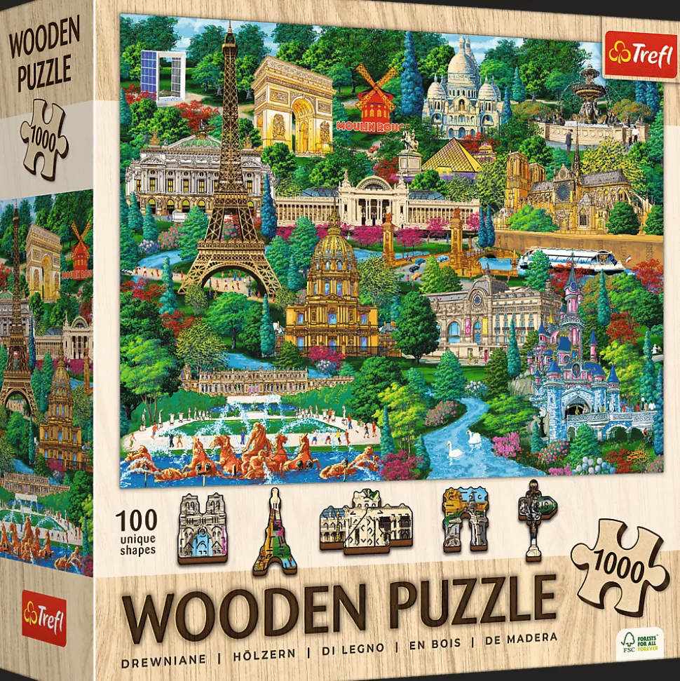 Puzzle drewniane 1000 el. Francja, znane miejsca