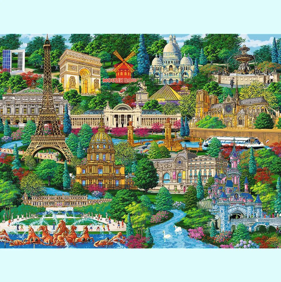 Puzzle drewniane 1000 el. Francja, znane miejsca