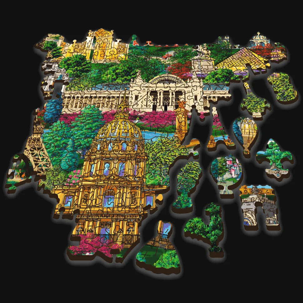 Puzzle drewniane 1000 el. Francja, znane miejsca