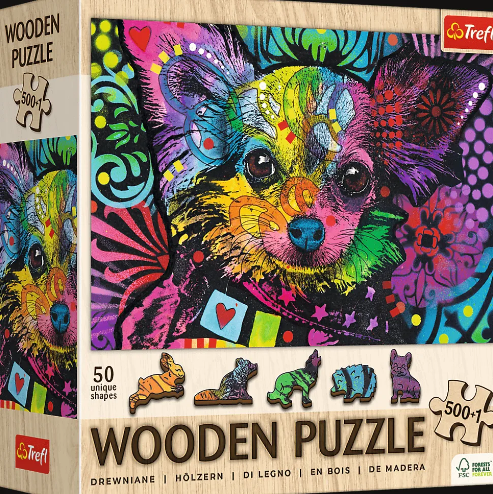 Puzzle drewniane 501 el. Kolorowy szczeniak